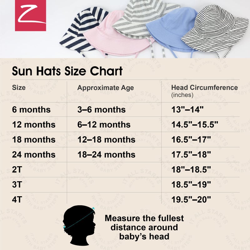 Zutano Unisex Baby Pastel Solid Sun Hat, Classic White, 24 Months - Image 4